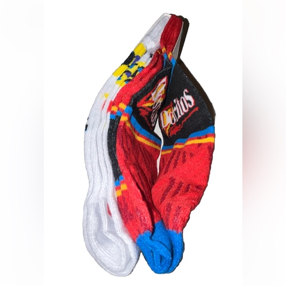 Doritos Odd Sox Crew Socks 2 Pair Men 8-12 W 9-13 Red White w Logo Chips Snacks - Picture 5 of 9